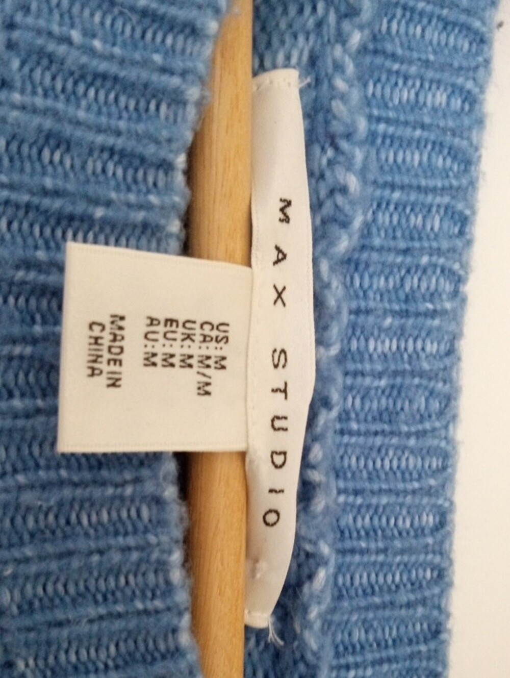 Max Studio Light Blue Ribbed Crewneck Sweater - Picture 2 of 4